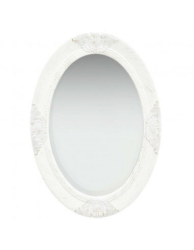 Specchio da Parete Stile Barocco 50x70 cm Bianco