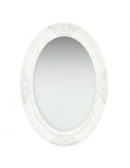 Specchio da Parete Stile Barocco 50x70 cm Bianco
