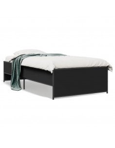 Giroletto Nero 75x190 cm in Legno Multistrato e Metallo 2