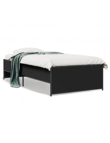 Giroletto Nero 75x190 cm in Legno Multistrato e Metallo