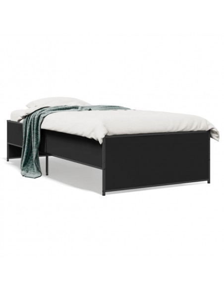 Giroletto Nero 75x190 cm in Legno Multistrato e Metallo