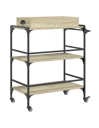 Carrello Cucina Rovere Sonoma 81,5x41x92,5 cm Legno Multistrato