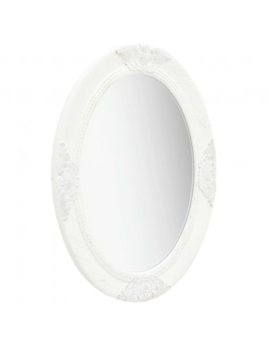 Specchio da Parete Stile Barocco 50x70 cm Bianco
