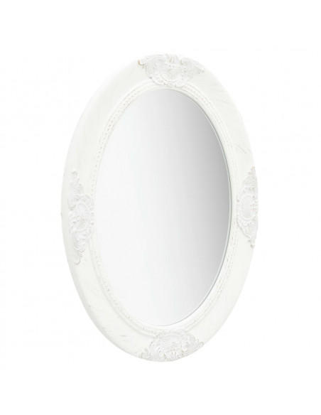 Specchio da Parete Stile Barocco 50x70 cm Bianco