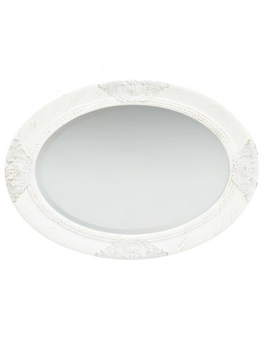 Specchio da Parete Stile Barocco 50x70 cm Bianco
