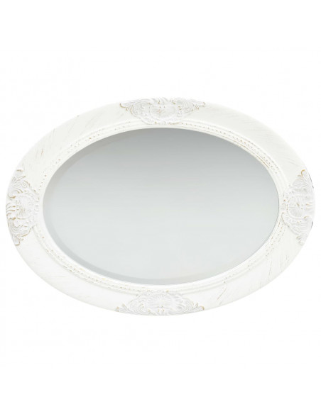Specchio da Parete Stile Barocco 50x70 cm Bianco