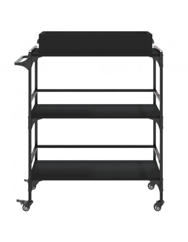 Carrello da Cucina Nero 81,5x41x92,5 cm in Legno Multistrato