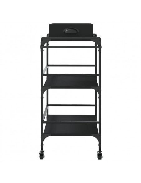 Carrello da Cucina Nero 81,5x41x92,5 cm in Legno Multistrato