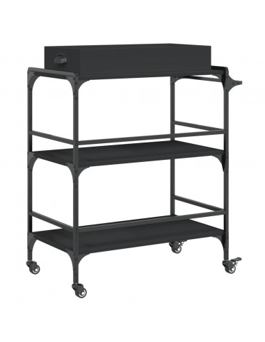 Carrello da Cucina Nero 81,5x41x92,5 cm in Legno Multistrato