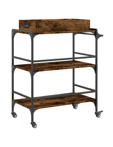Carrello da Cucina Rovere Fumo 81,5x41x92,5cm Legno Multistrato