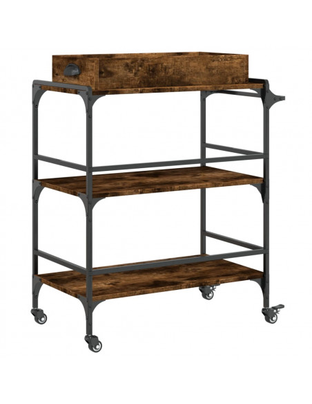 Carrello da Cucina Rovere Fumo 81,5x41x92,5cm Legno Multistrato