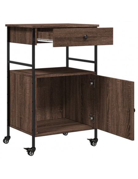 Carrello Cucina Rovere Marrone 56x43x89,5 cm Legno Multistrato