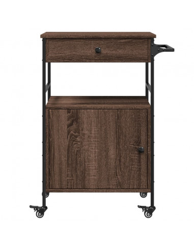 Carrello Cucina Rovere Marrone 56x43x89,5 cm Legno Multistrato
