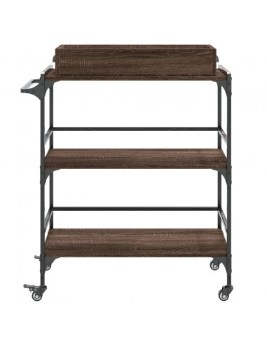 Carrello Cucina Rovere Marrone 81,5x41x92,5cm Legno Multistrato