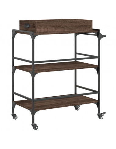 Carrello Cucina Rovere Marrone 81,5x41x92,5cm Legno Multistrato