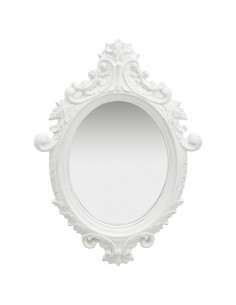 Specchio da Parete Stile Castello 56x76 cm Bianco 2