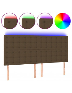 Testiera a LED Marrone Scuro 160x5x118/128 cm in Tessuto 2