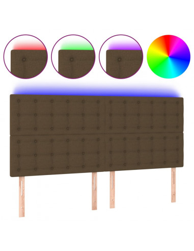 Testiera a LED Marrone Scuro 160x5x118/128 cm in Tessuto