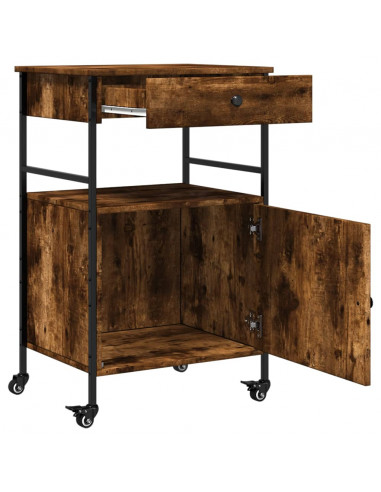 Carrello da Cucina Rovere Fumo 56x43x89,5 cm Legno Multistrato