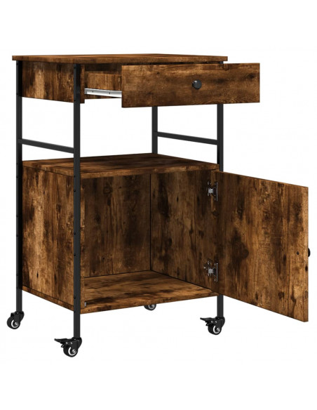 Carrello da Cucina Rovere Fumo 56x43x89,5 cm Legno Multistrato