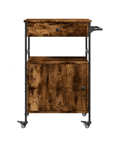 Carrello da Cucina Rovere Fumo 56x43x89,5 cm Legno Multistrato