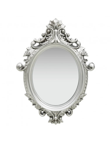Specchio da Parete Stile Castello 56x76 cm Argento