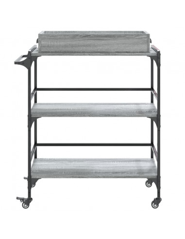 Carrello Cucina Grigio Sonoma 81,5x41x92,5 cm Legno Multistrato