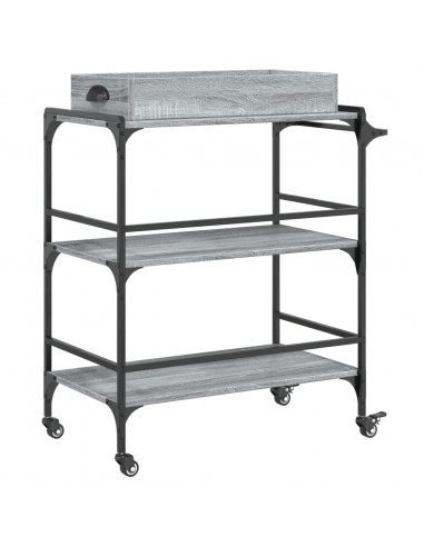 Carrello Cucina Grigio Sonoma 81,5x41x92,5 cm Legno Multistrato