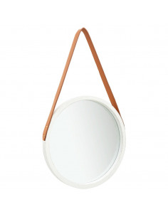 Specchio da Parete con Cinghia 40 cm Bianco 2