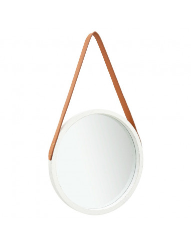 Specchio da Parete con Cinghia 40 cm Bianco