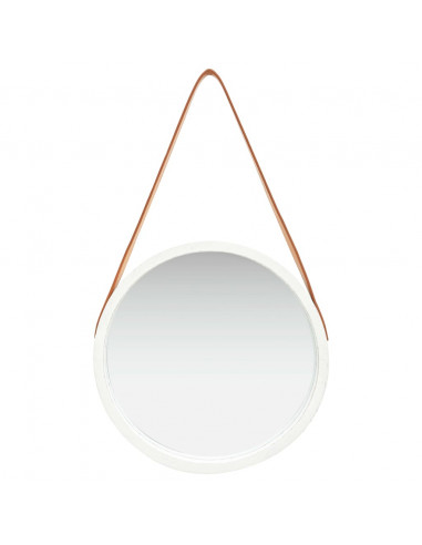 Specchio da Parete con Cinghia 40 cm Bianco