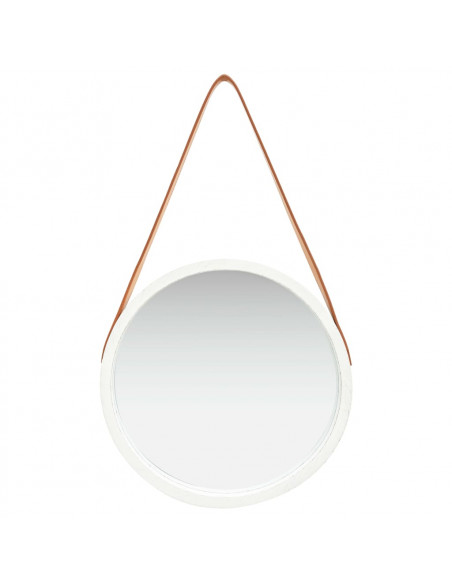 Specchio da Parete con Cinghia 40 cm Bianco
