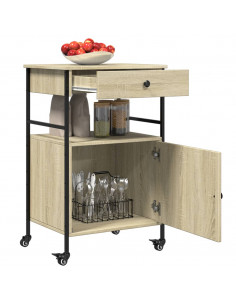 Carrello da Cucina Rovere Sonoma 56x43x89,5cm Legno Multistrato 2