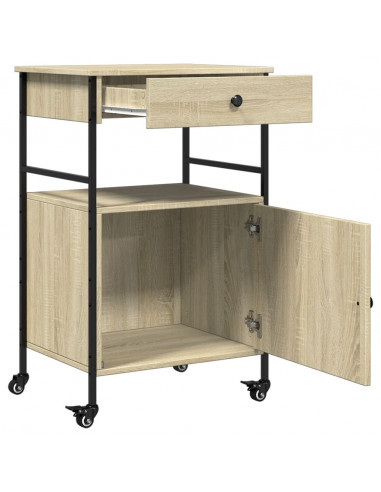 Carrello da Cucina Rovere Sonoma 56x43x89,5cm Legno Multistrato