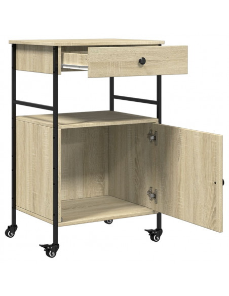 Carrello da Cucina Rovere Sonoma 56x43x89,5cm Legno Multistrato