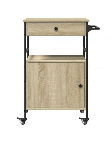 Carrello da Cucina Rovere Sonoma 56x43x89,5cm Legno Multistrato