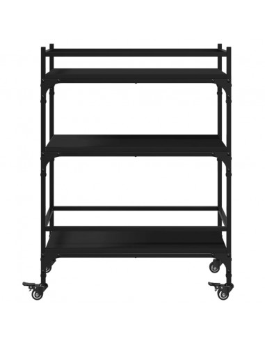 Carrello da Cucina Nero 65x40x86,5 cm in Legno Multistrato