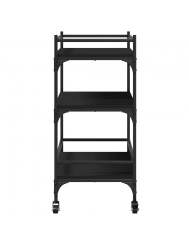 Carrello da Cucina Nero 65x40x86,5 cm in Legno Multistrato