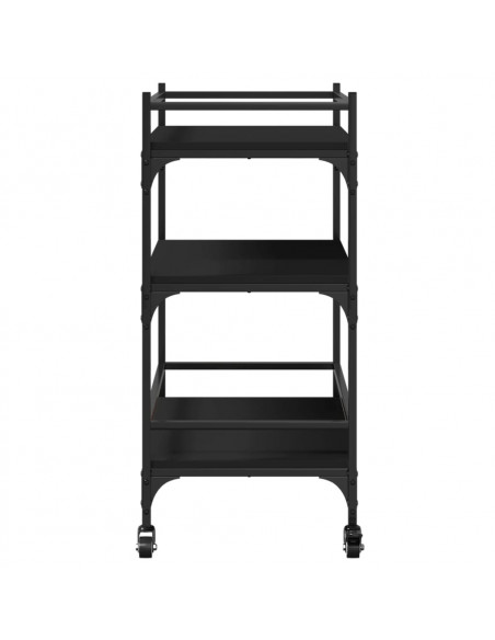 Carrello da Cucina Nero 65x40x86,5 cm in Legno Multistrato