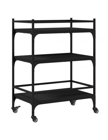 Carrello da Cucina Nero 65x40x86,5 cm in Legno Multistrato