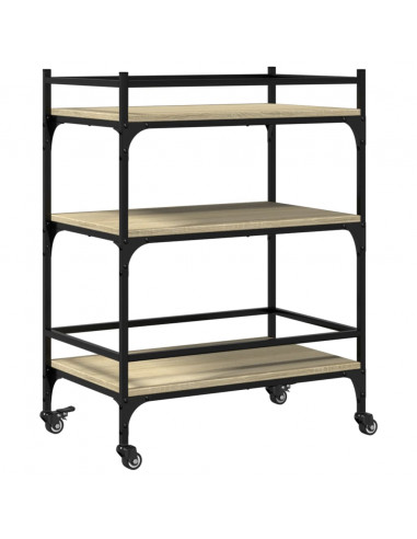 Carrello da Cucina Rovere Sonoma 65x40x86,5cm Legno Multistrato