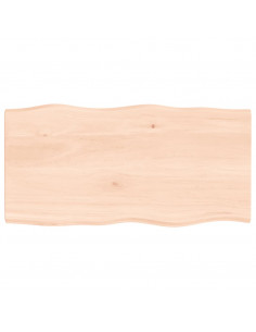 Piano per Tavolo 80x40x2 cm in Rovere Non Trattato Bordi Vivi 2