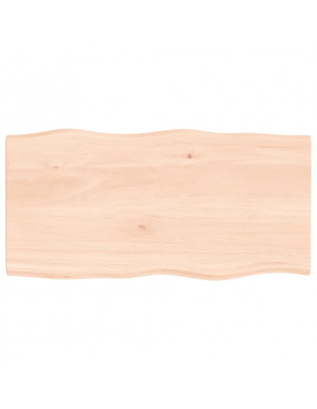 Piano per Tavolo 80x40x2 cm in Rovere Non Trattato Bordi Vivi
