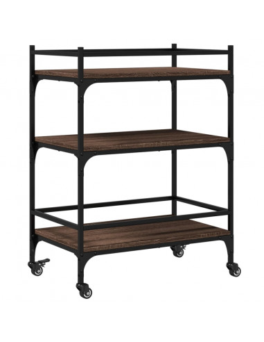 Carrello Cucina Rovere Marrone 65x40x86,5 cm Legno Multistrato