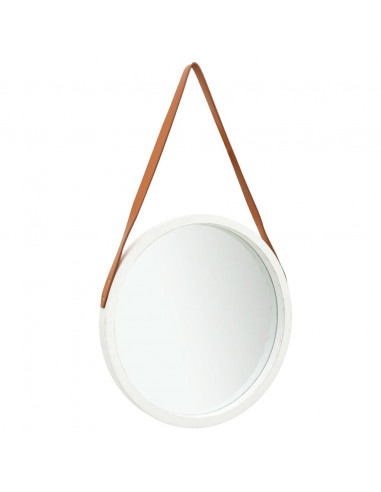 Specchio da Parete con Cinghia 50 cm Bianco