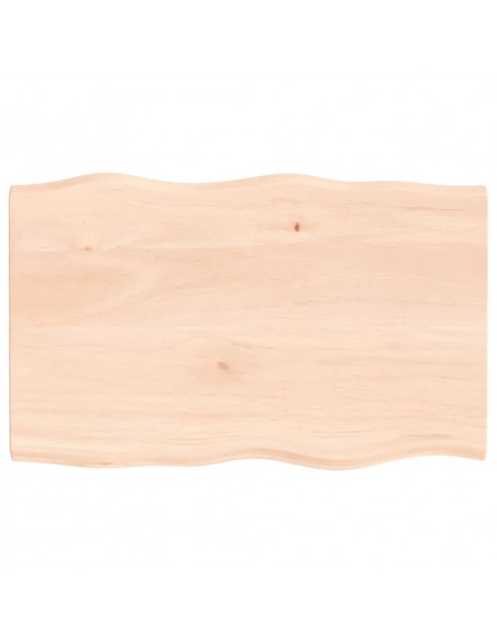 Piano per Tavolo 80x50x2 cm in Rovere Non Trattato Bordi Vivi
