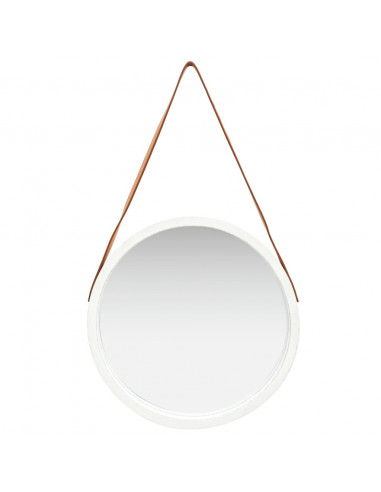 Specchio da Parete con Cinghia 50 cm Bianco