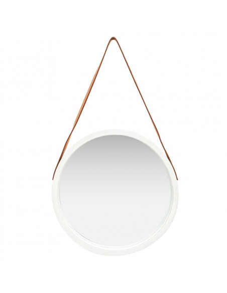 Specchio da Parete con Cinghia 50 cm Bianco