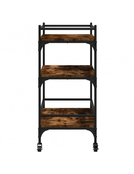 Carrello da Cucina Rovere Fumo 65x40x86,5 cm Legno Multistrato