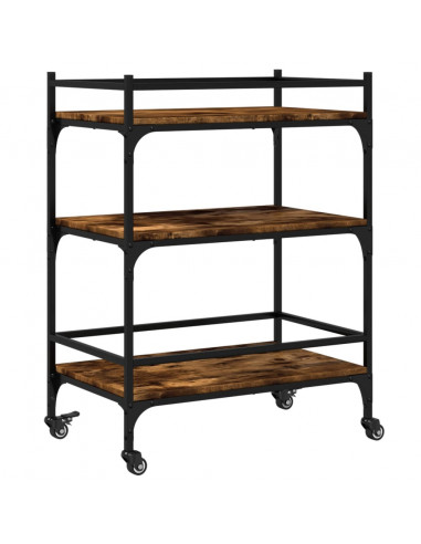 Carrello da Cucina Rovere Fumo 65x40x86,5 cm Legno Multistrato